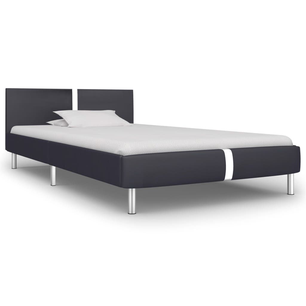 vidaXL Rama łóżka, czarna, sztuczna skóra, 90 x 200 cm