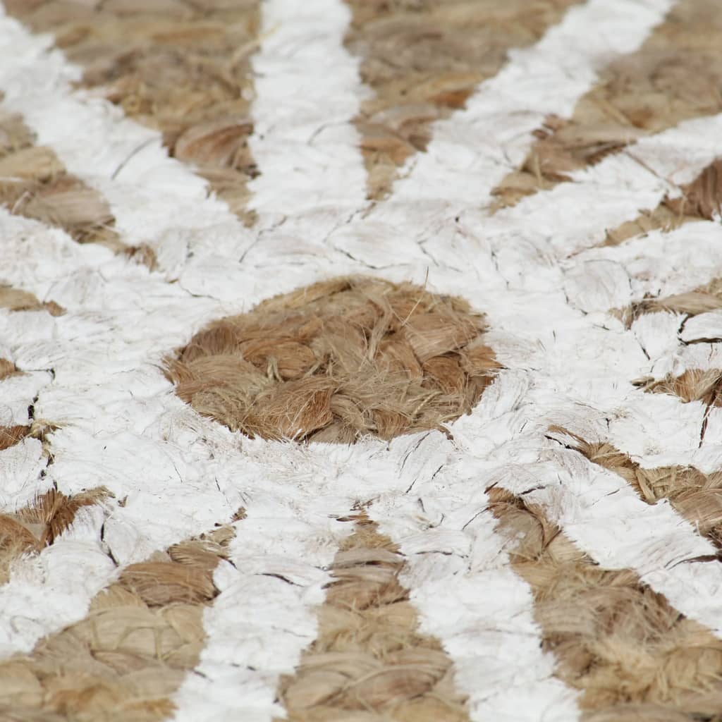 vidaXL Ręcznie wykonany dywanik, juta, biały nadruk, 90 cm
