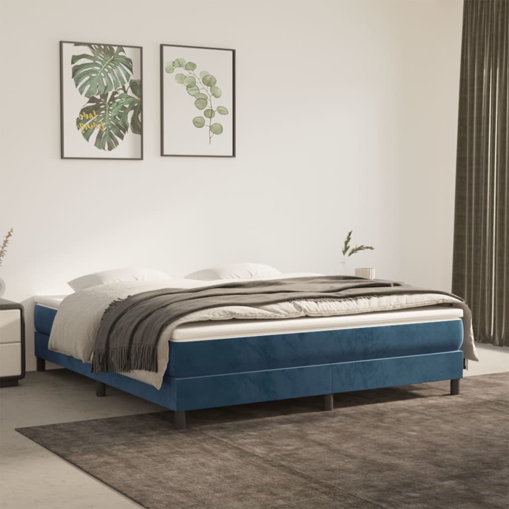 vidaXL Rama łóżka, ciemnoniebieska, 160x200 cm, tapicerowana aksamitem