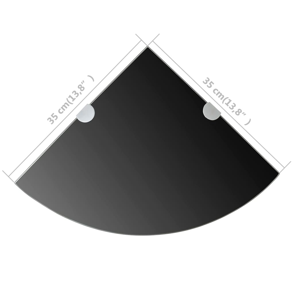 vidaXL Półka narożna z chromowanymi wspornikami, czarne szkło, 35x35 cm