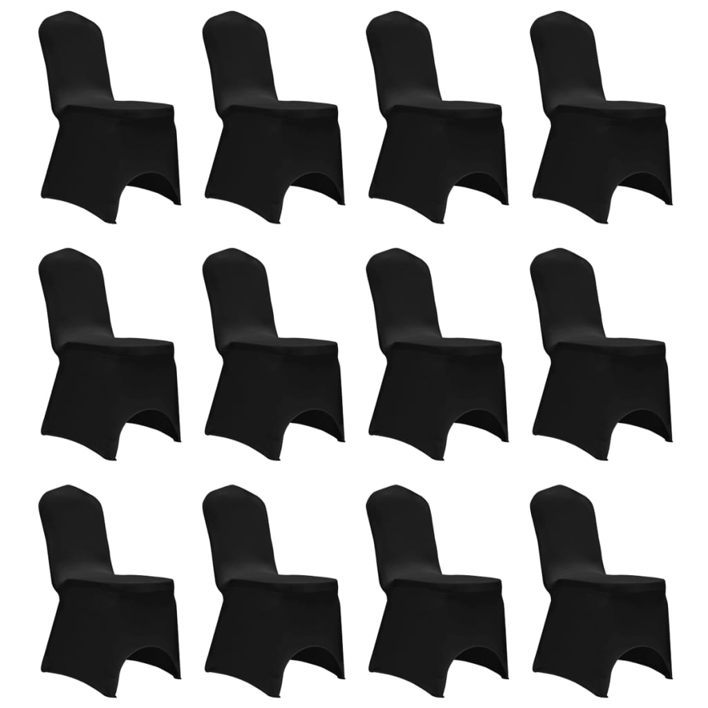 vidaXL Elastyczne pokrowce na krzesła, czarne, 12 szt.