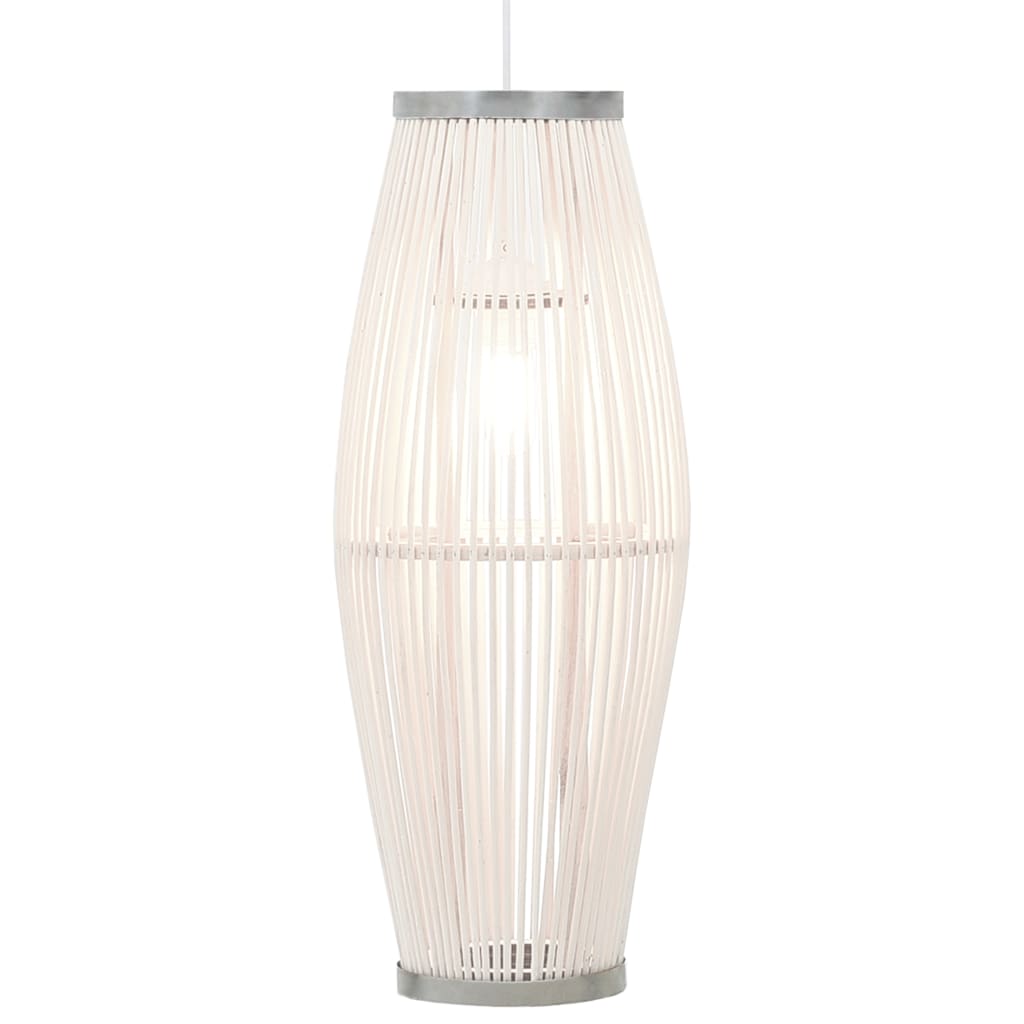 vidaXL Lampa wisząca, biała, wiklinowa, 40 W, 23x55 cm, owalna, E27