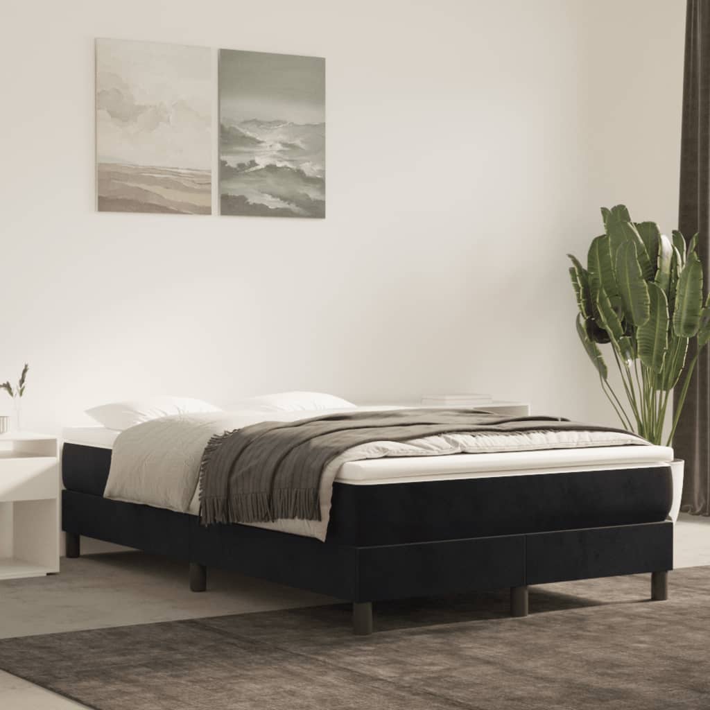 vidaXL Rama łóżka, czarna, tapicerowana aksamitem, 120 x 200 cm