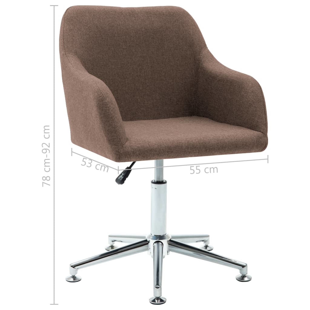 vidaXL Obrotowe krzesło do jadalni, brązowe, tkanina