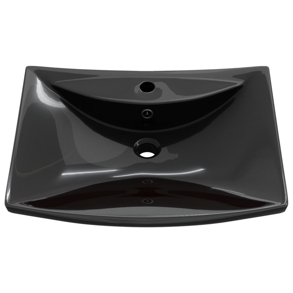 vidaXL Umywalka prostokątna z otworem przelewowym i na baterię, czarna