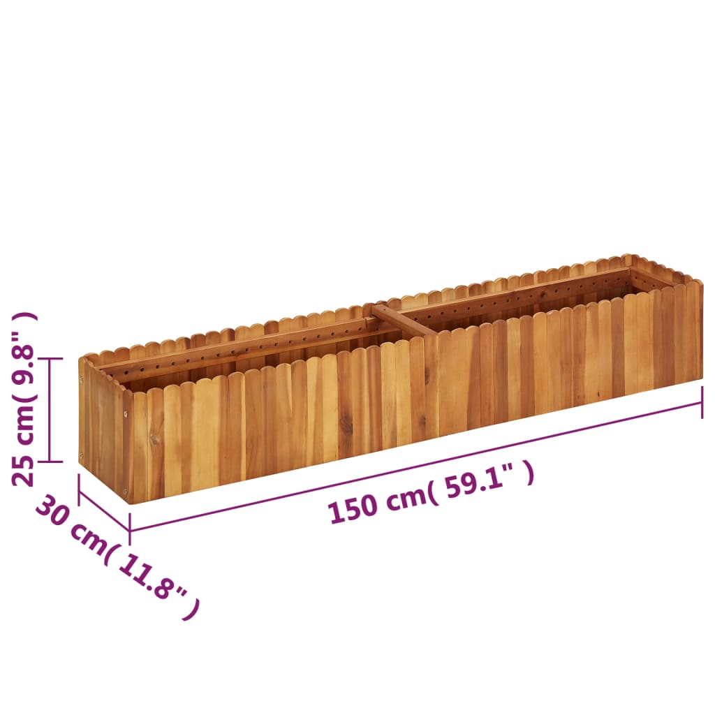 vidaXL Podwyższona donica ogrodowa, 150x30x25 cm, lite drewno akacjowe