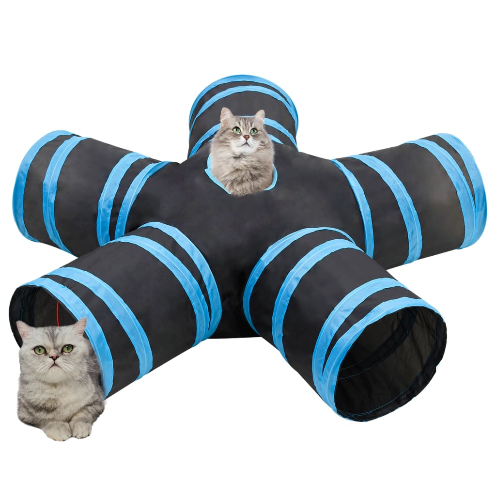 vidaXL Tunel dla kotów, pięcioramienny, czarno-niebieski, 25 cm