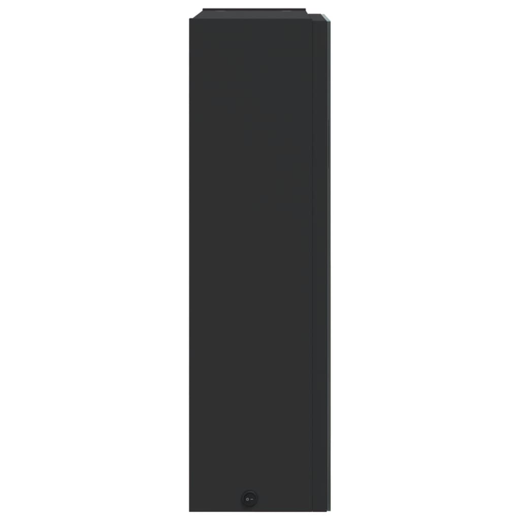 vidaXL Szafka łazienkowa z lustrem i LED, czarna, 45x13x52 cm