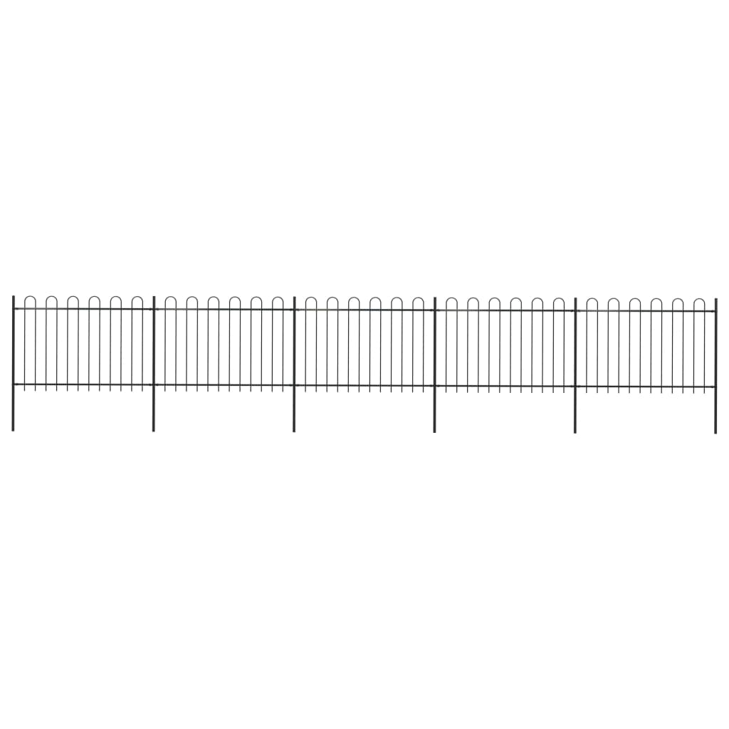 vidaXL Ogrodzenie z zaokrąglonymi końcami, stalowe, 8,5x1,2 m, czarne