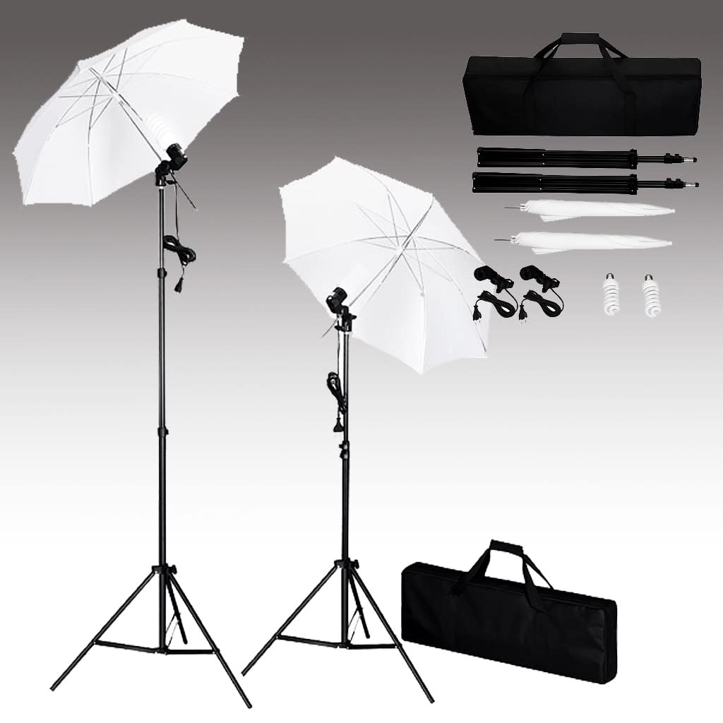 vidaXL Fotograficzny zestaw studyjny z tłem, lampami i parasolkami