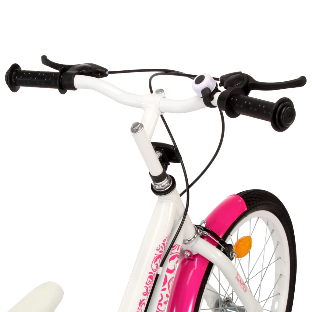 vidaXL Rower dla dzieci, 18 cali, różowo-biały