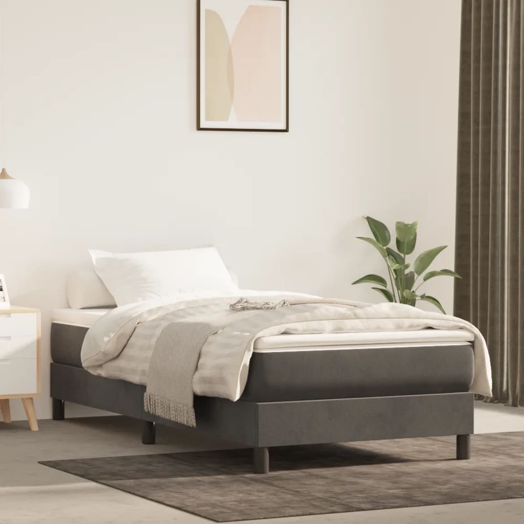 vidaXL Rama łóżka, ciemnoszara, 90x190 cm, tapicerowana tkaniną
