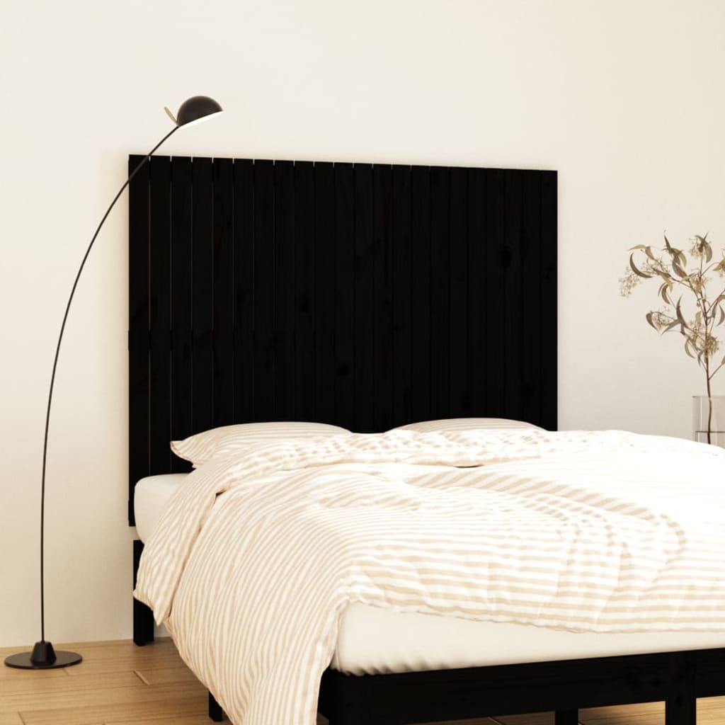 vidaXL Wezgłowie łóżka, czarne, 140x3x110 cm, lite drewno sosnowe