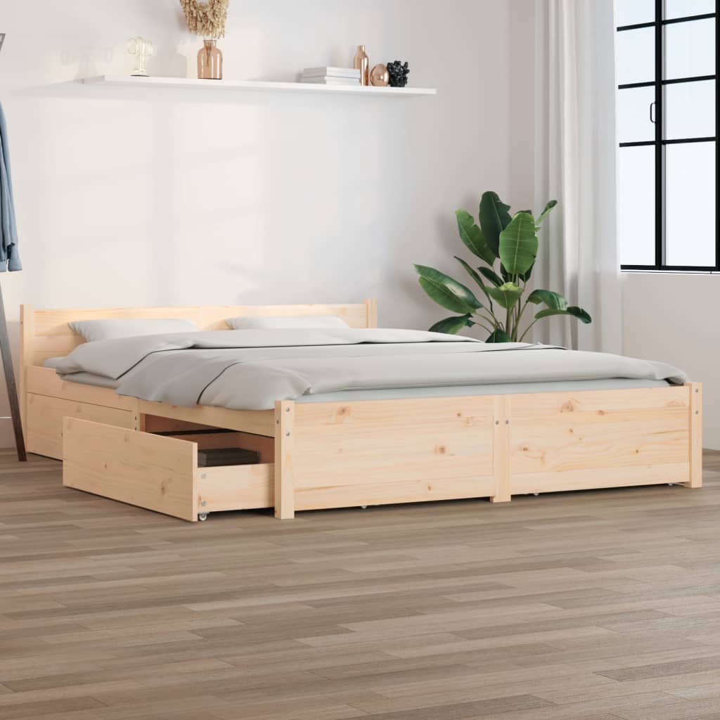 vidaXL Rama łóżka z szufladami, 135x190 cm