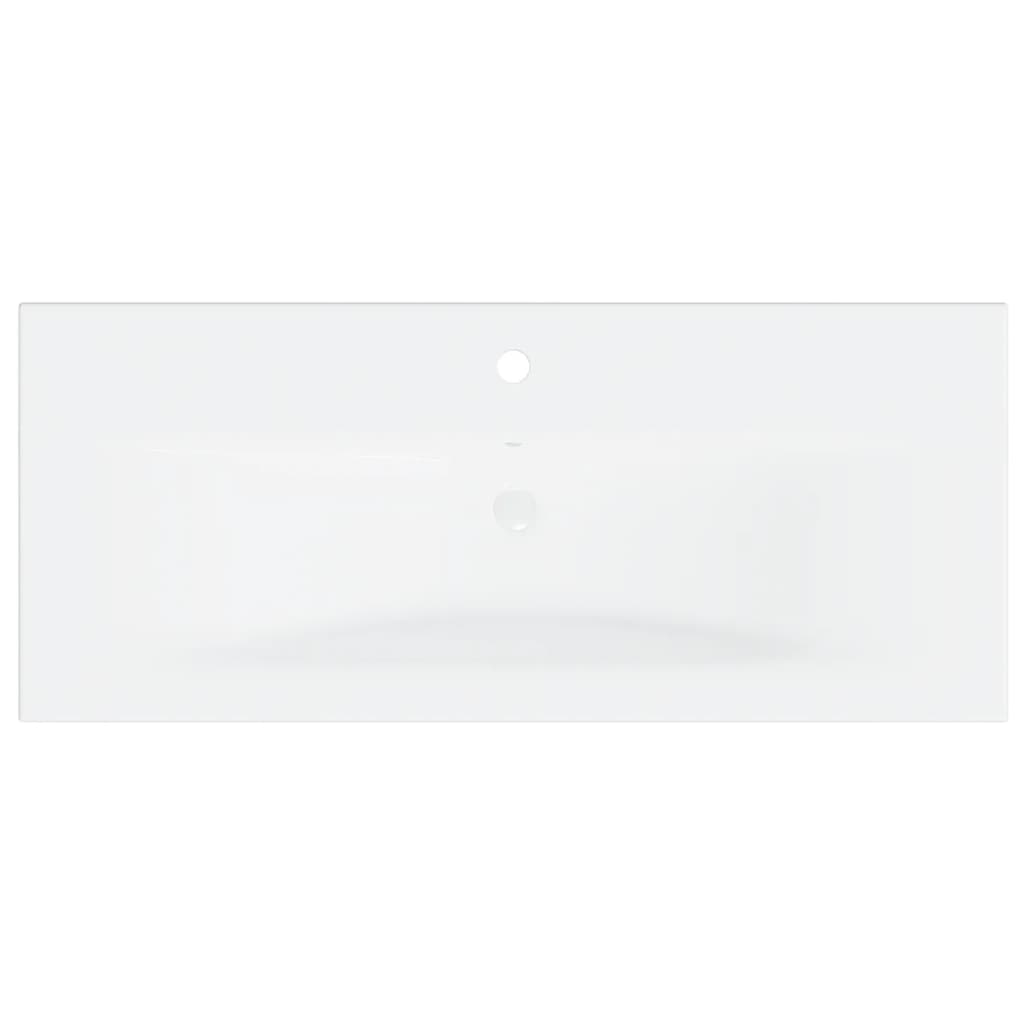 vidaXL Szafka z wbudowaną umywalką, biała, wysoki połysk, płyta