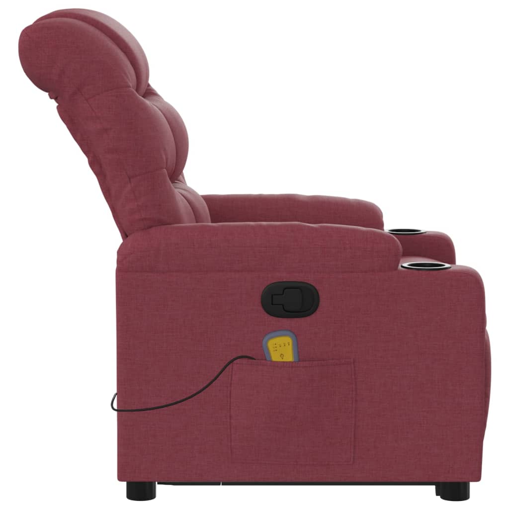 vidaXL Podnoszony fotel masujący, elektryczny, rozkładany, czerwony