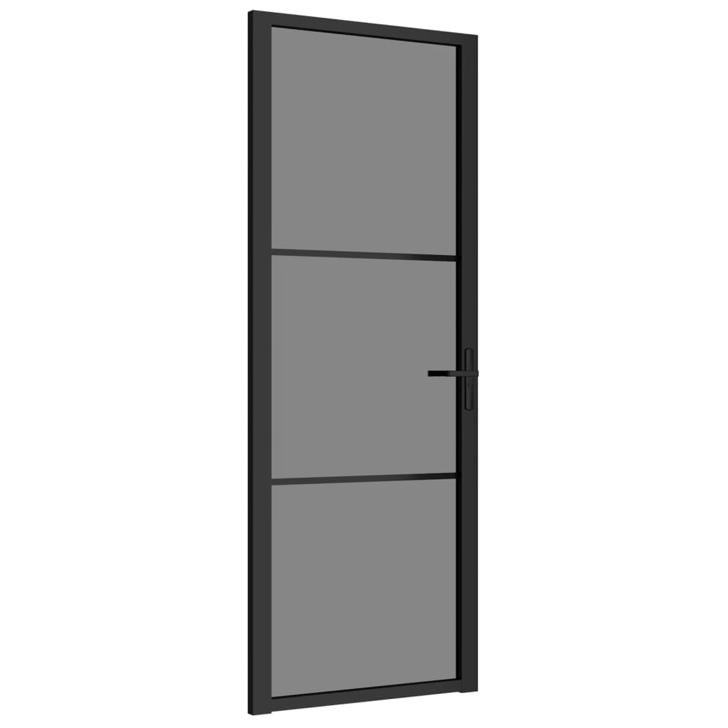 vidaXL Drzwi wewnętrzne, 76x201,5 cm, czarne, szkło ESG i aluminium