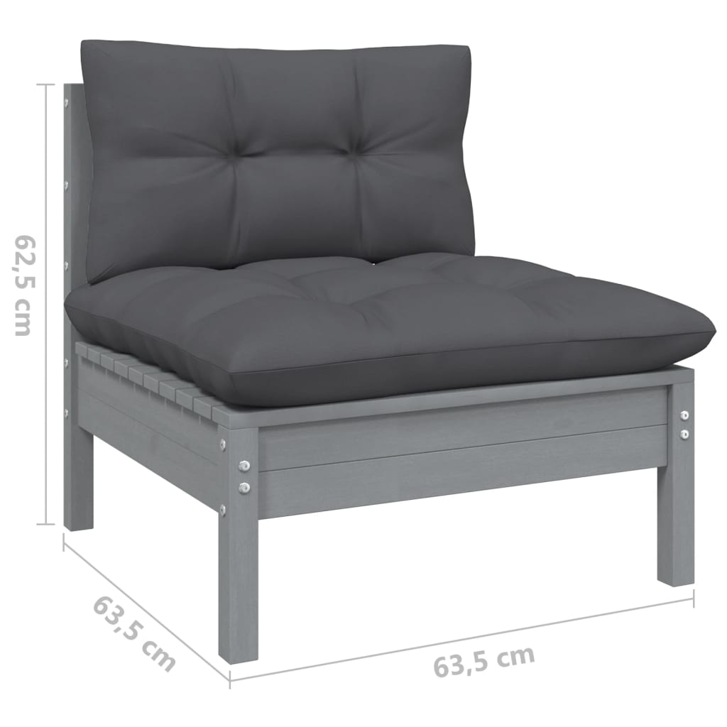 vidaXL 2-osobowa sofa ogrodowa z antracytowymi poduszkami, sosnowa