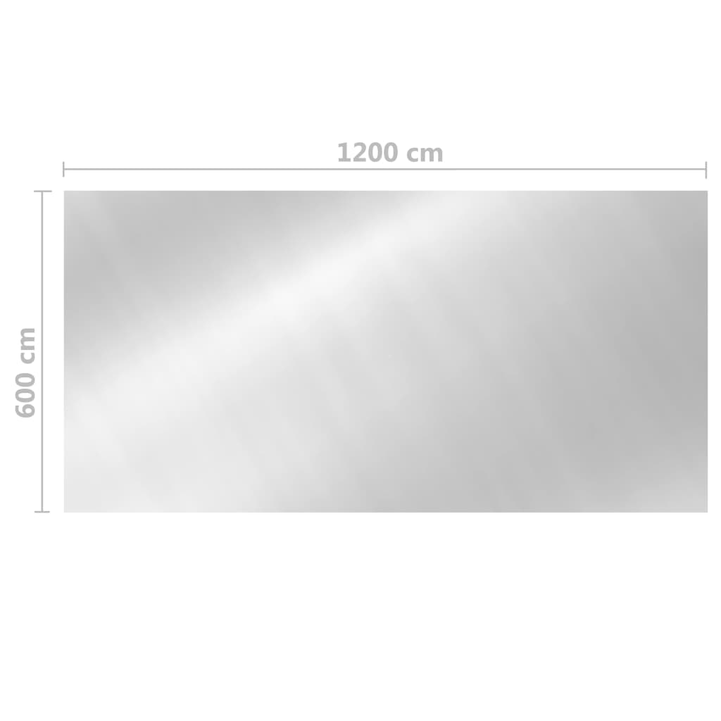 vidaXL Prostokątna pokrywa na basen, 1200 x 600 cm, PE, srebrna