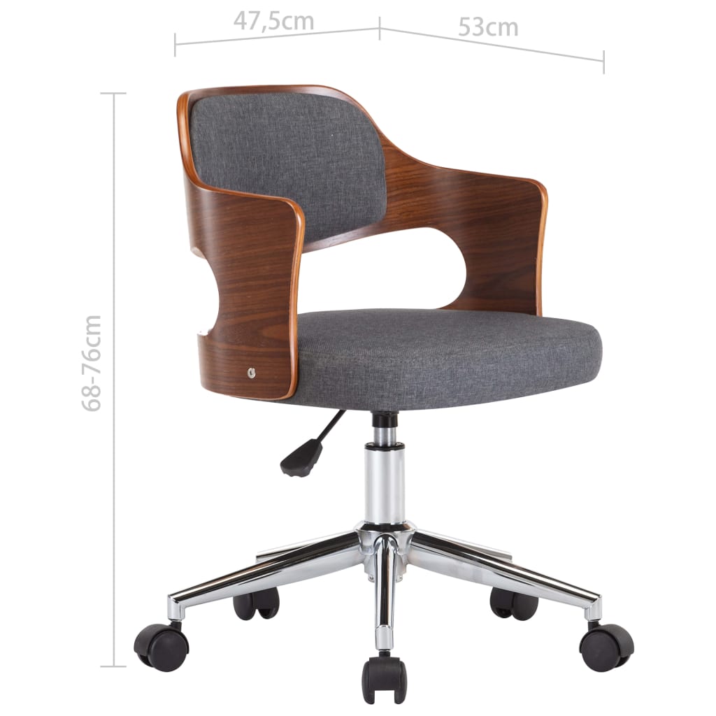 vidaXL Obrotowe krzesła stołowe, 6 szt., szare, gięte drewno i tkanina