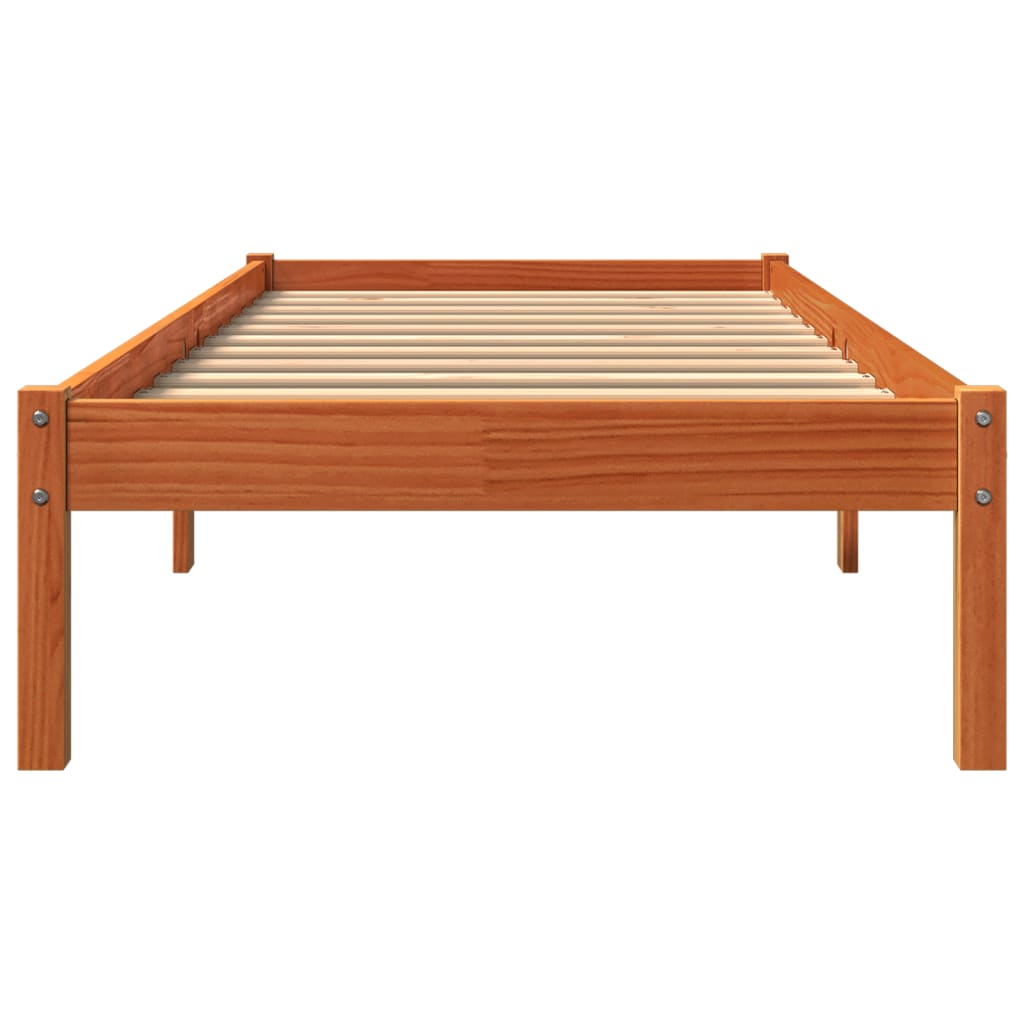 vidaXL Rama łóżka, woskowy brąz, 90x190 cm, lite drewno sosnowe