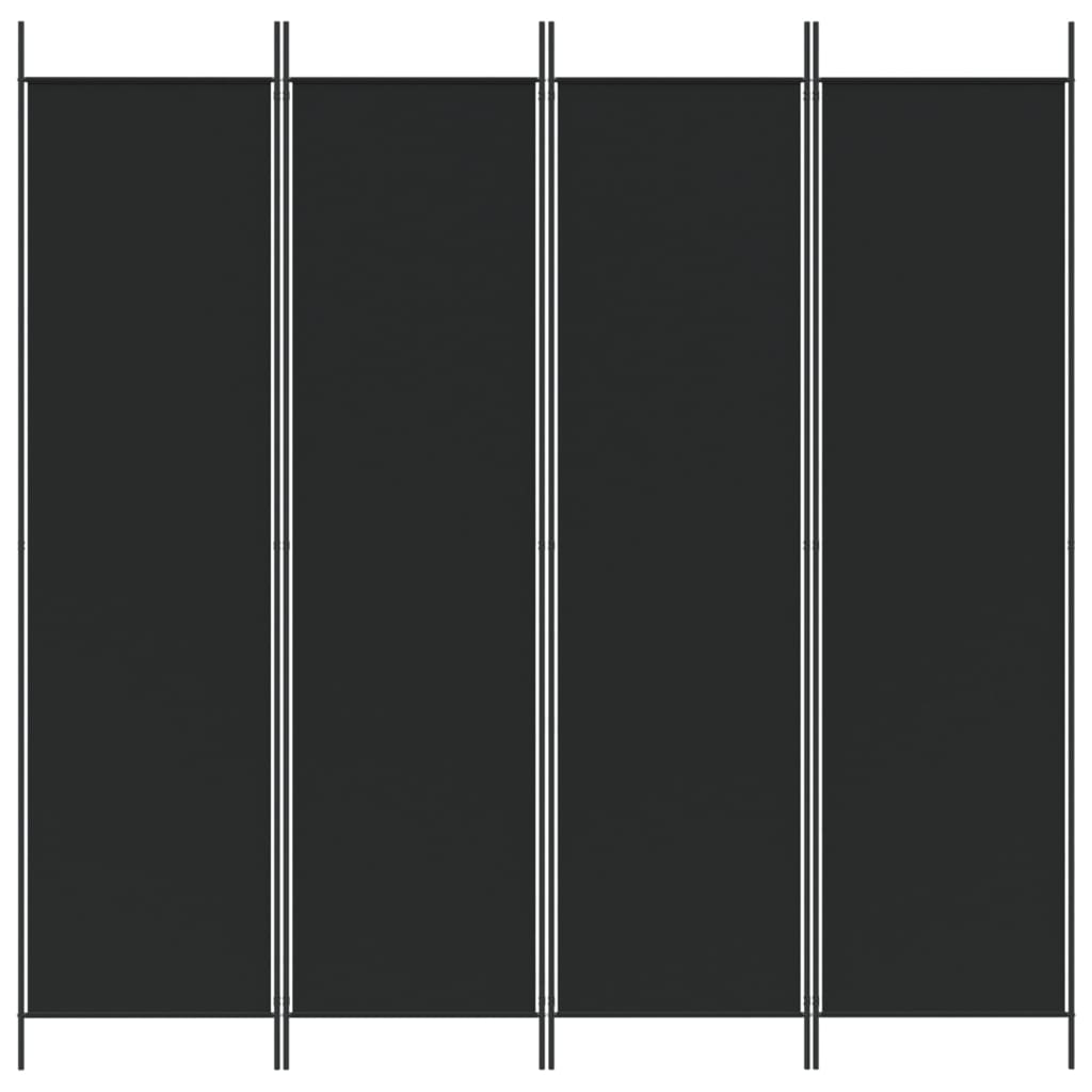 vidaXL Parawan 4-panelowy, czarny, 200x200 cm, tkanina