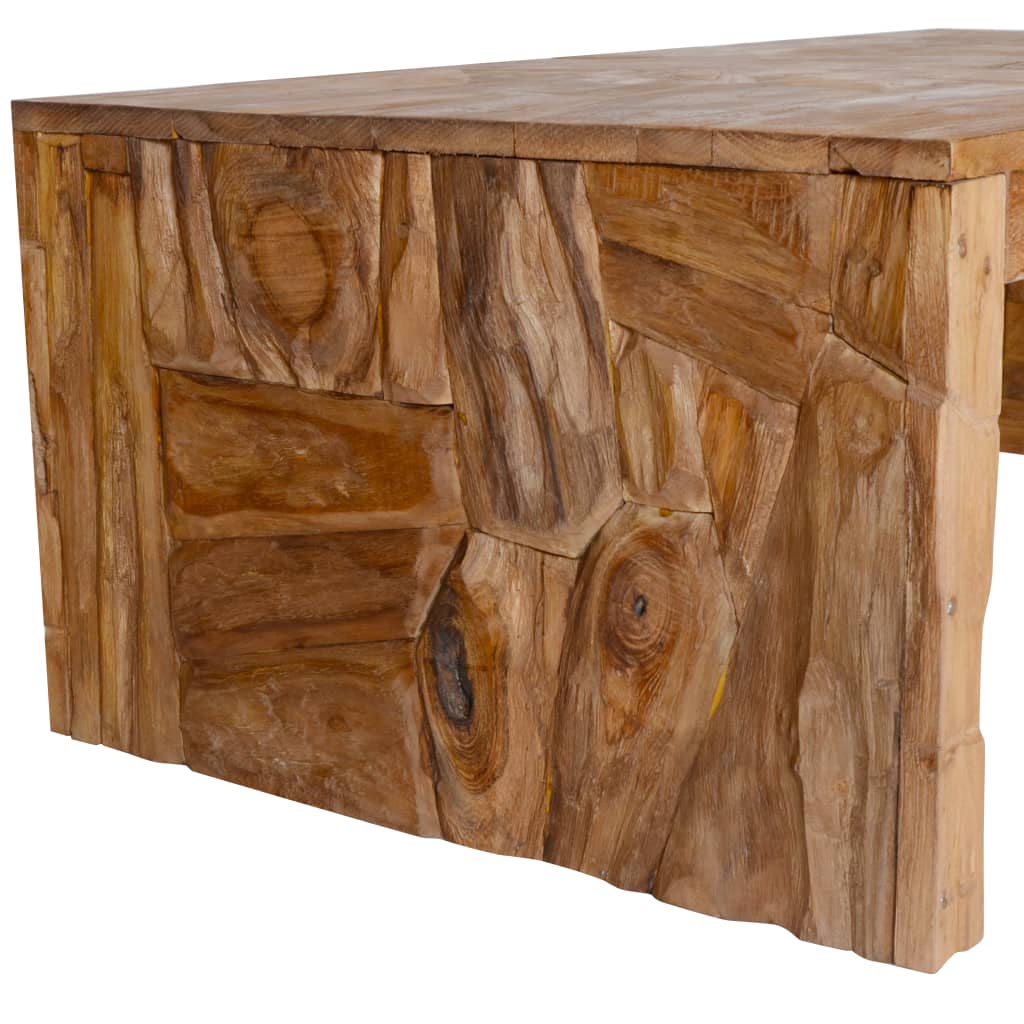 vidaXL Stolik kawowy, zerodowane drewno tekowe, 110 x 60 x 38 cm