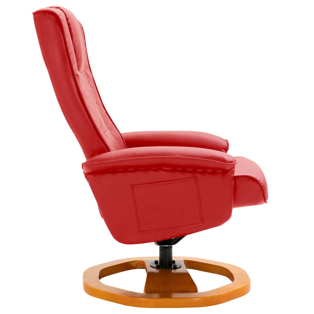 vidaXL Fotel obrotowy z podnóżkiem, czerwony, sztuczna skóra