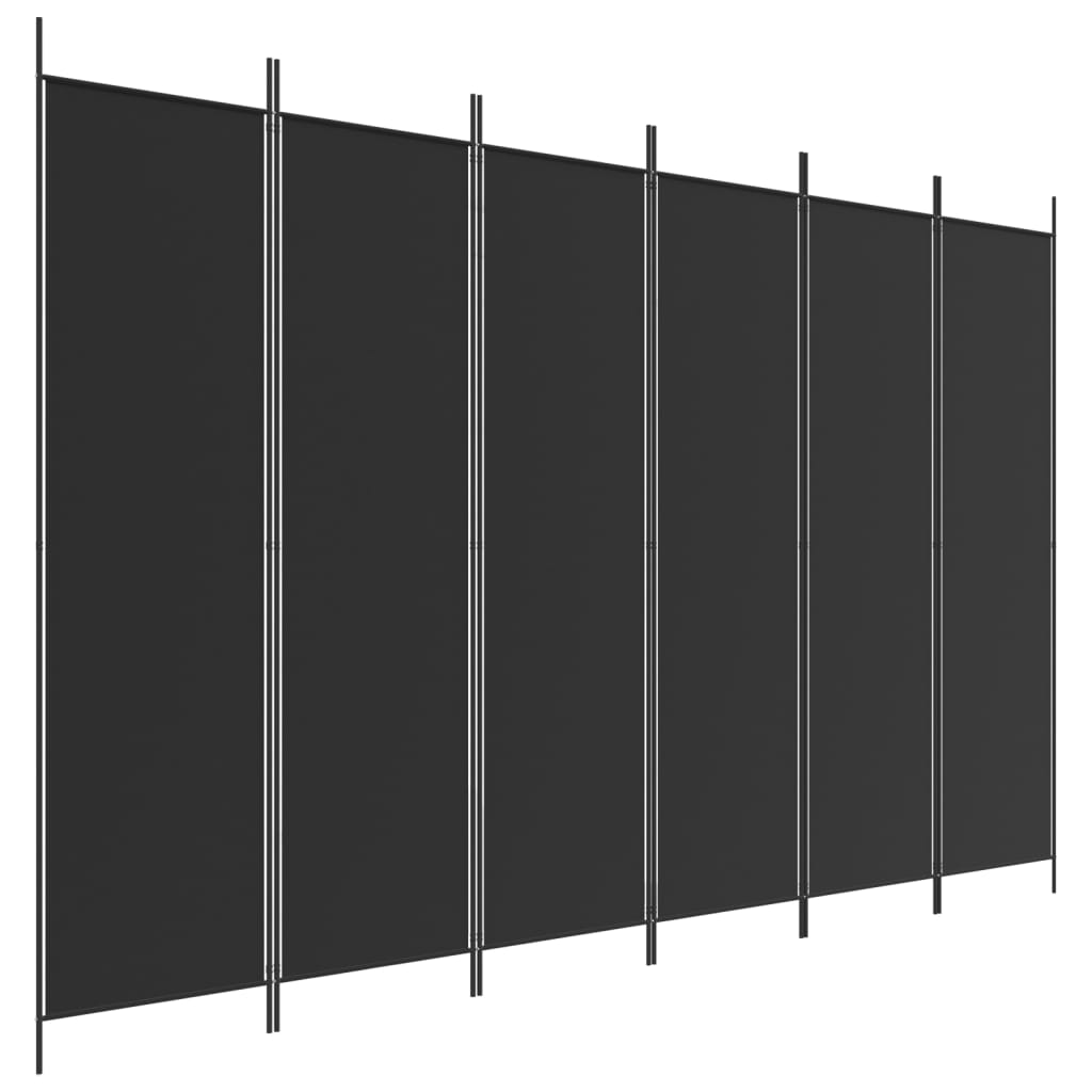 vidaXL Parawan 6-panelowy, czarny, 300x200 cm, tkanina