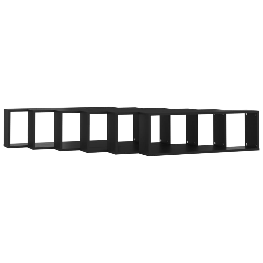 vidaXL Półki ścienne kostki, 6 szt., czarne, 80x15x26,5 cm, płyta