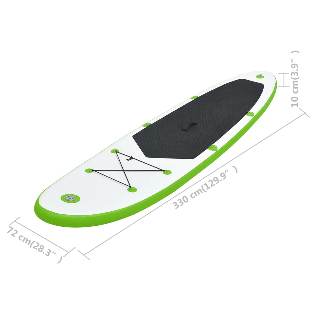 vidaXL Nadmuchiwana deska SUP z akcesoriami, zielono-biała