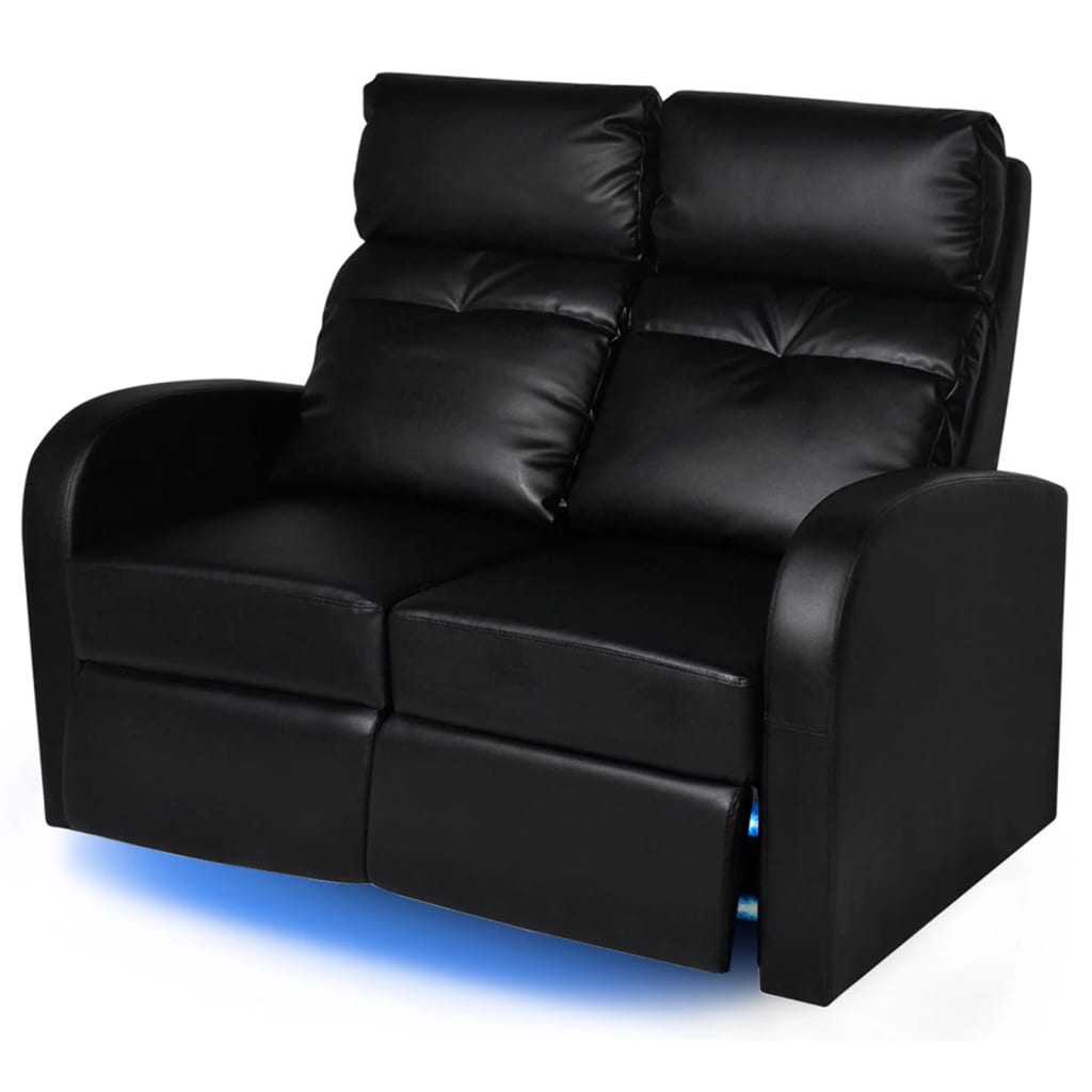 vidaXL Fotele kinowe 2 osobowe, czarna, sztuczna skóra