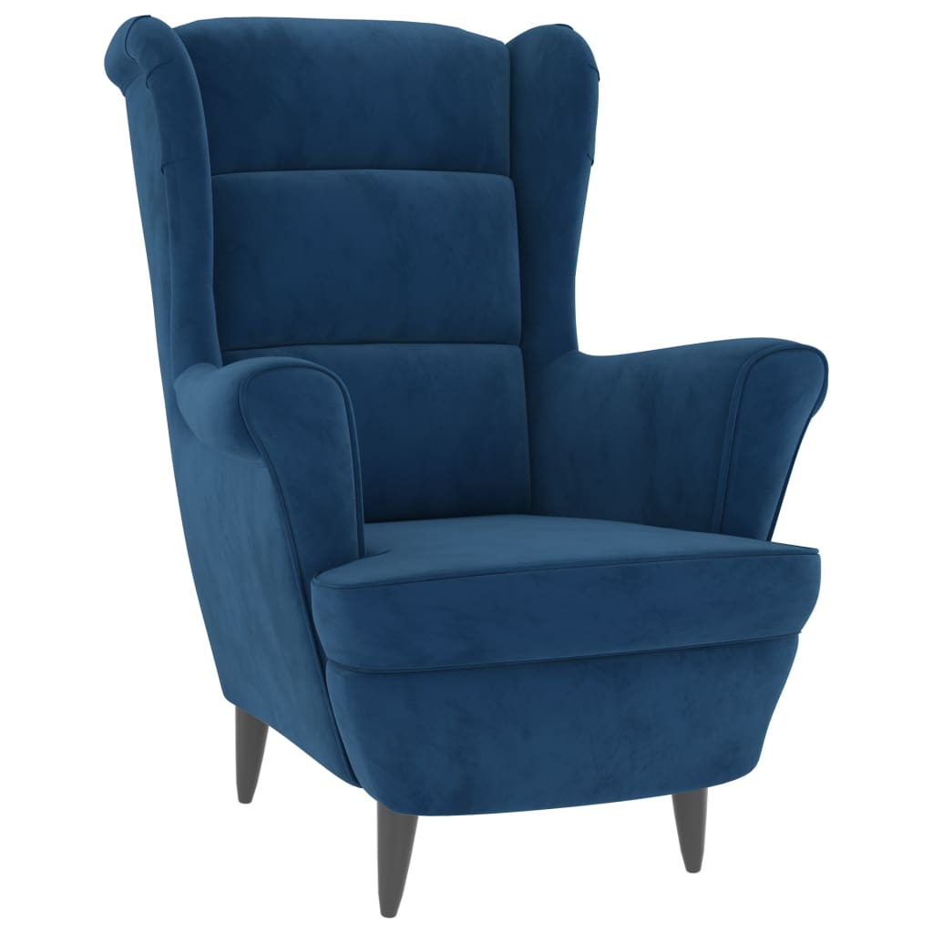 vidaXL Fotel niebieski, aksamitny
