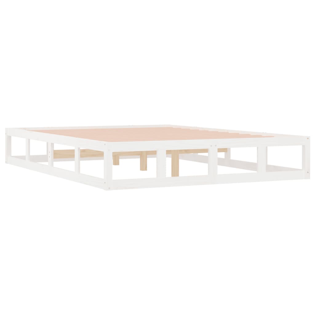 vidaXL Rama łóżka, biała, 200 x 200 cm, lite drewno