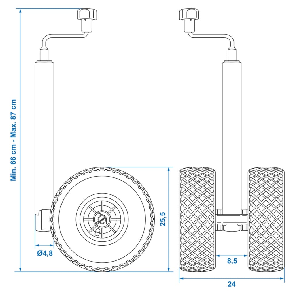 ProPlus Podwójne koło podporowe, opony pneumatyczne, 26x8,5cm