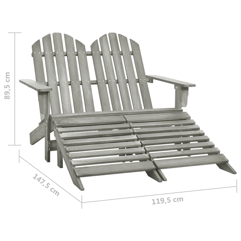 vidaXL 2-osobowe krzesło ogrodowe Adirondack z podnóżkiem, jodłowe