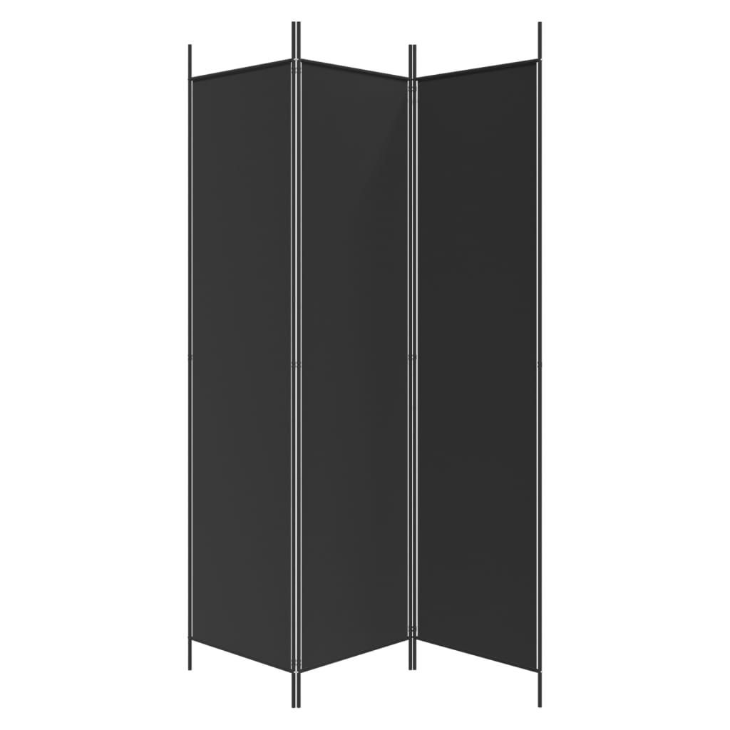 vidaXL Parawan 3-panelowy, czarny, 150x200 cm, tkanina
