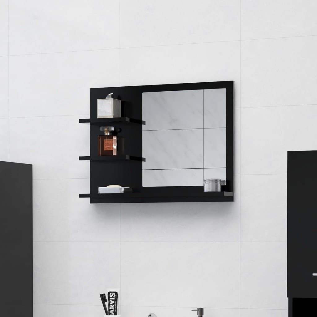 vidaXL Lustro łazienkowe, czarne 60x10,5x45cm, materiał drewnopochodny