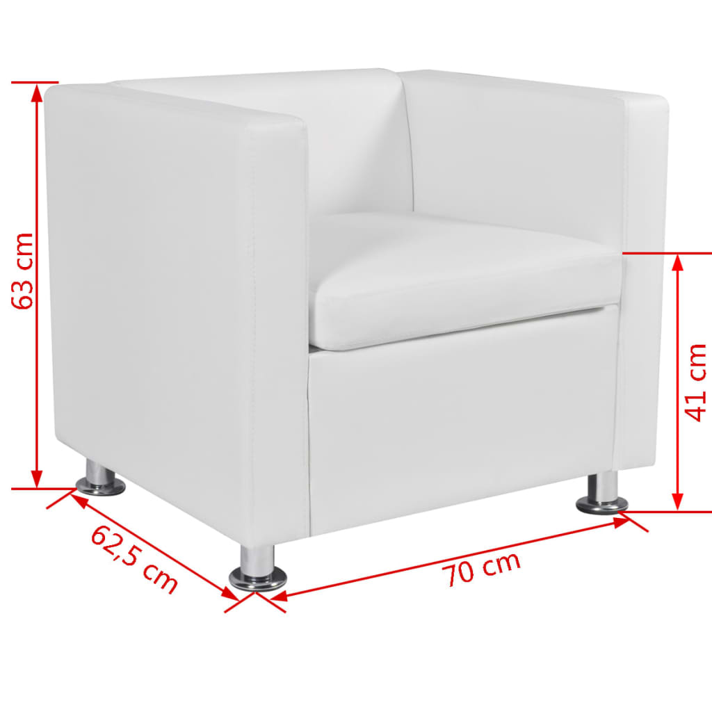 vidaXL Zestaw wypoczynkowy z eko-skóry: 2 sofy i 1 fotel, kolor biały