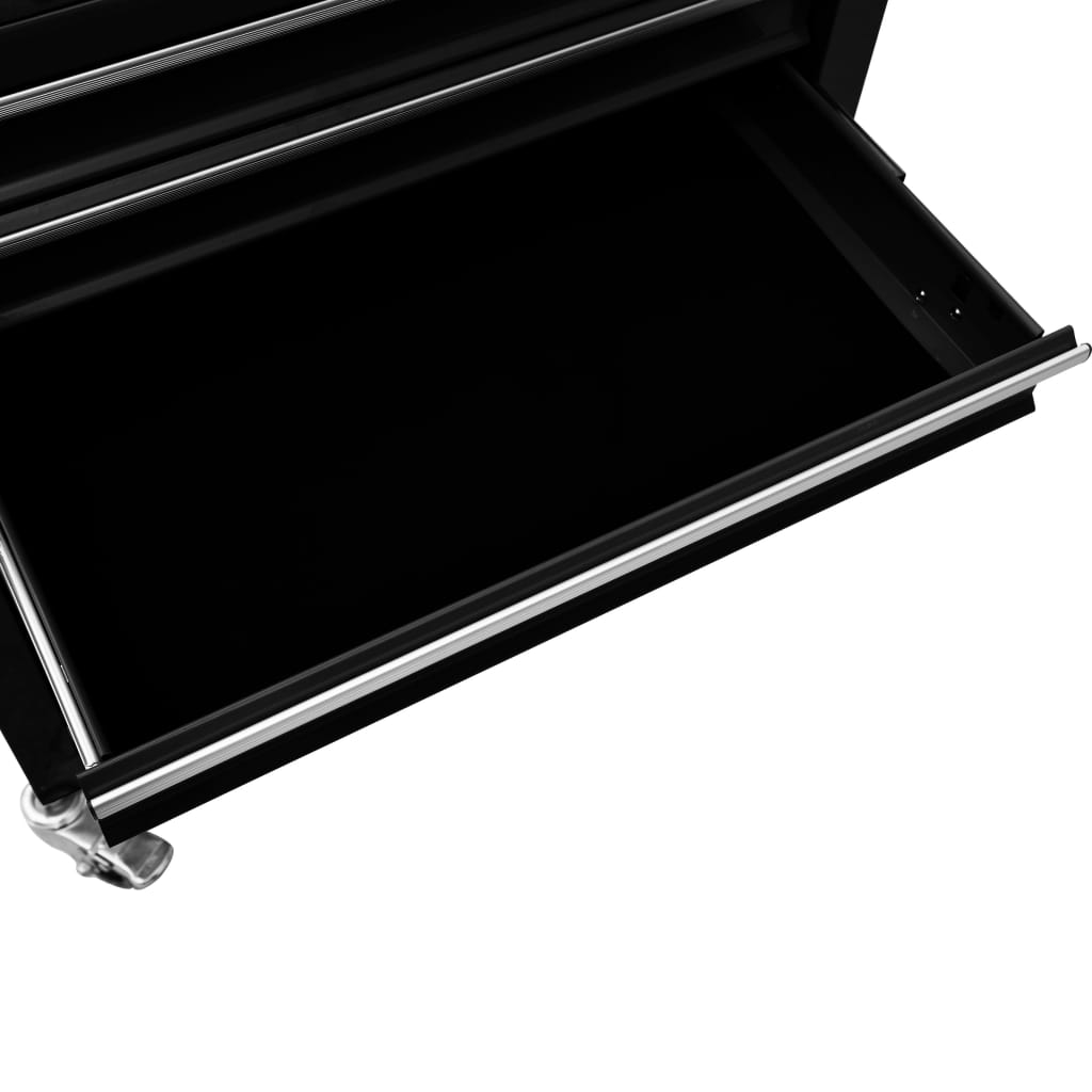 vidaXL Wózek narzędziowy z 4 szufladami, stalowy, czarny