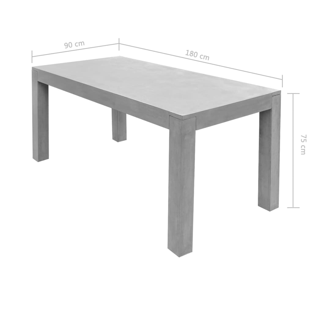 vidaXL Stół ogrodowy, szary, 180x90x75 cm, betonowy