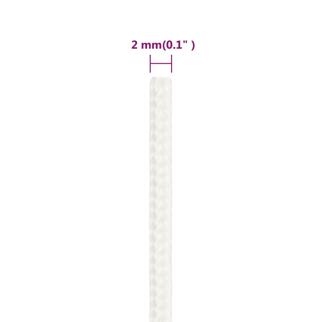 vidaXL Linka żeglarska, biała jednolita, 2 mm, 25 m, polipropylen