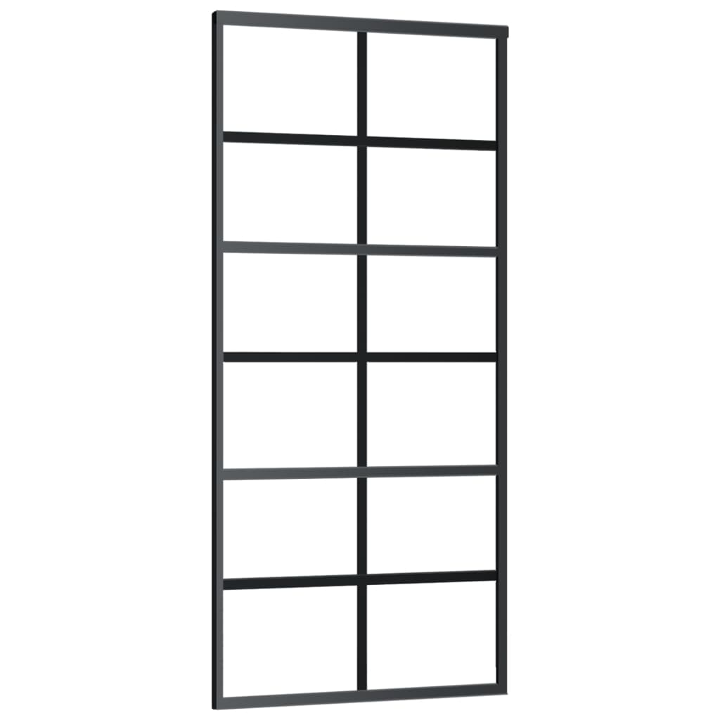 vidaXL Drzwi przesuwne, szkło ESG i aluminium, 90x205 cm, czarne