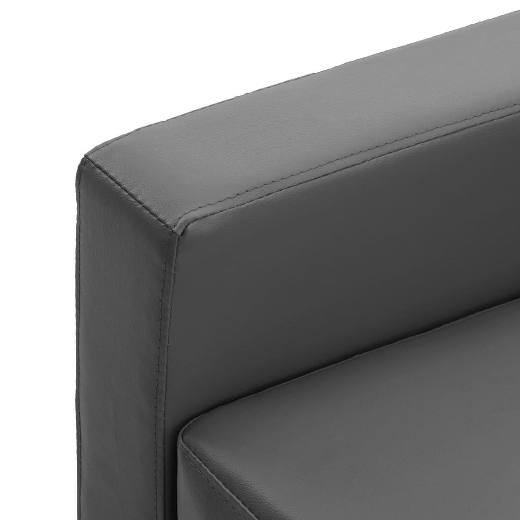 vidaXL 3-osobowa sofa z podnóżkiem, szara, sztuczna skóra