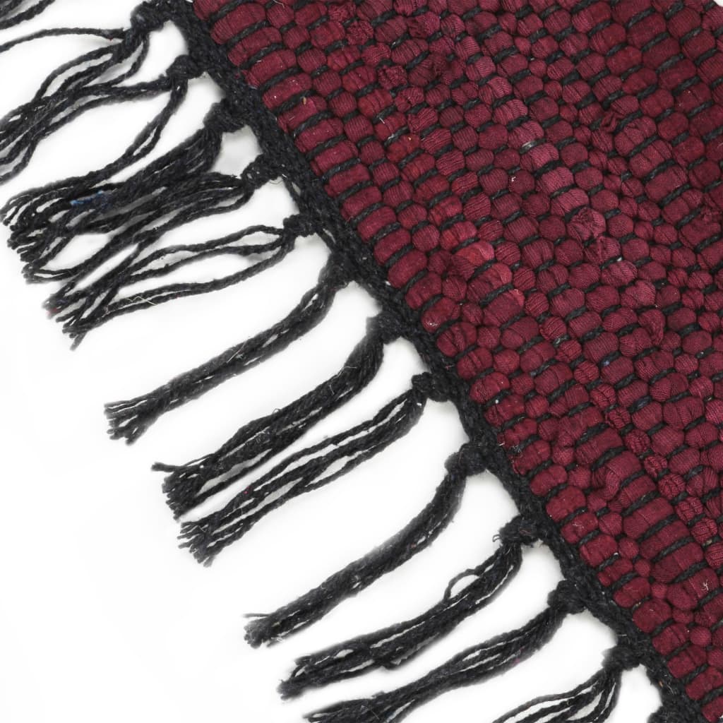 vidaXL Ręcznie tkany dywanik Chindi, bawełna, 160x230 cm, burgundowy