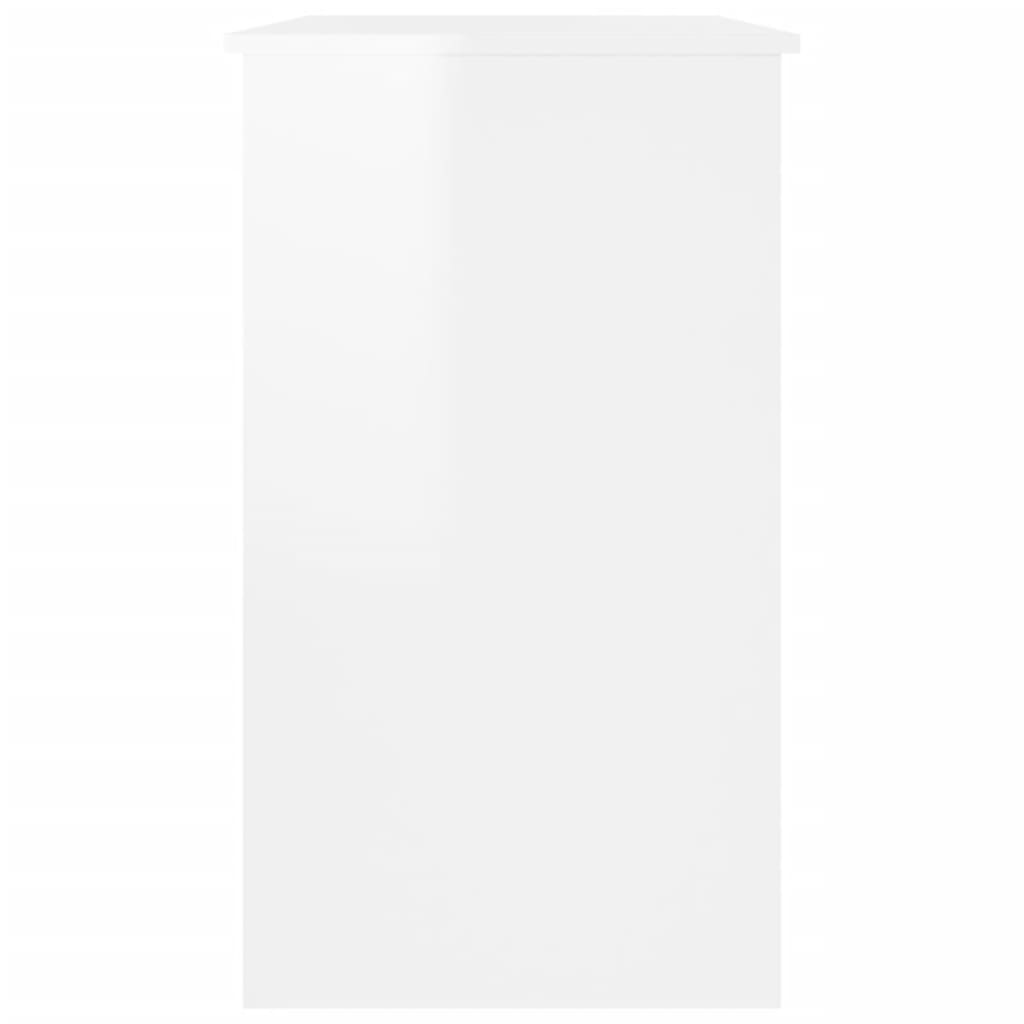 vidaXL Biurko, wysoki połysk, białe, 90x45x76 cm, płyta wiórowa