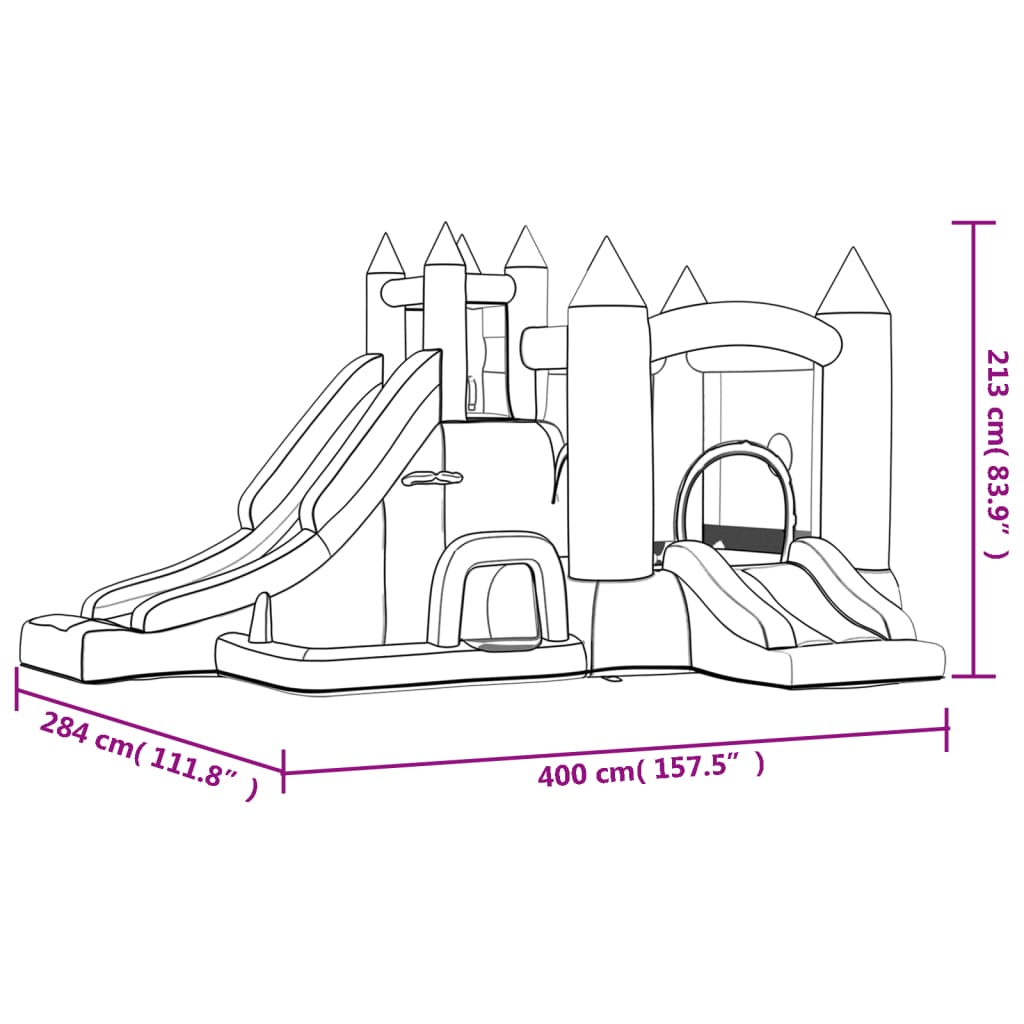 Happy Hop Nadmuchiwany zamek ze zjeżdżalnią, 400x284x213 cm