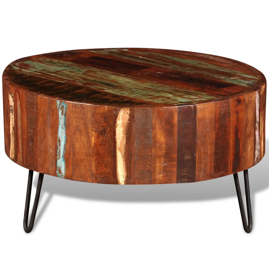 vidaXL Okrągły stolik kawowy z drewna odzyskanego