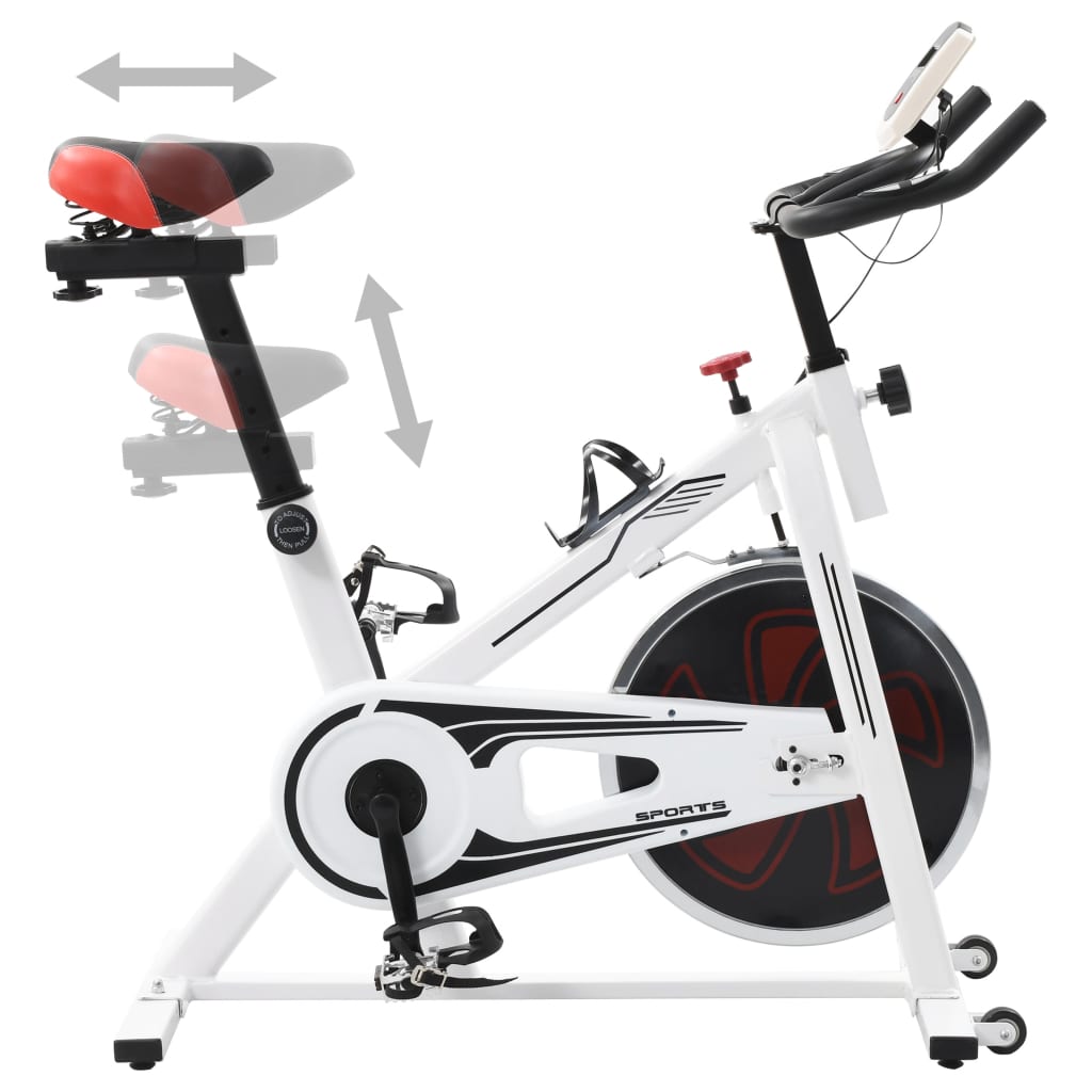 vidaXL Rower treningowy do ćwiczeń, z pomiarem pulsu, biało-czerwony