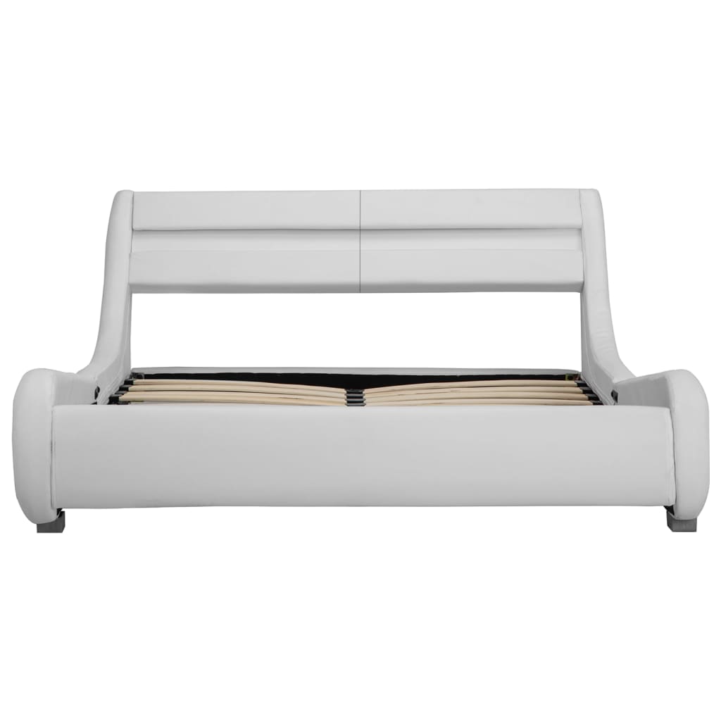 vidaXL Rama łóżka z LED, biała, sztuczna skóra, 140 x 200 cm